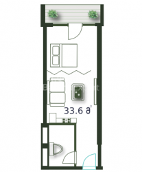 דירה 1-комн 33.6 m² - שריף חימשיאשווילי, Batumi