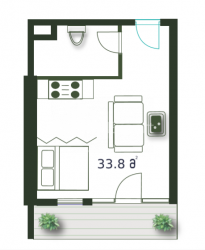 דירה 1-комн 33.8 m² - שריף חימשיאשווילי, Batumi