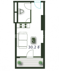 דירה 1-комн 30.2 m² - שריף חימשיאשווילי, Batumi