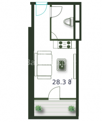 דירה 1-комн 28.3 m² - שריף חימשיאשווילי, Batumi