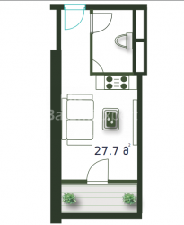 דירה 1-комн 27.7 m² - שריף חימשיאשווילי, Batumi