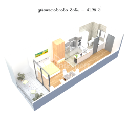 דירה 1-комн 42 m² - אנדרו הנקרא הראשון, Kvariati